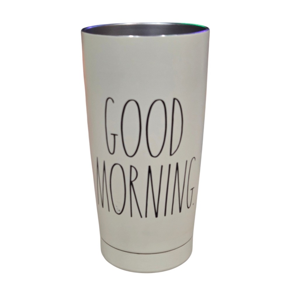 Rae Dunn Good Morning Stainless Steel Tumbler 17oz Cream Insulated Travel Cup